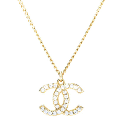 Chanel Crystal CC Pendant Necklace Gold 4 of 6