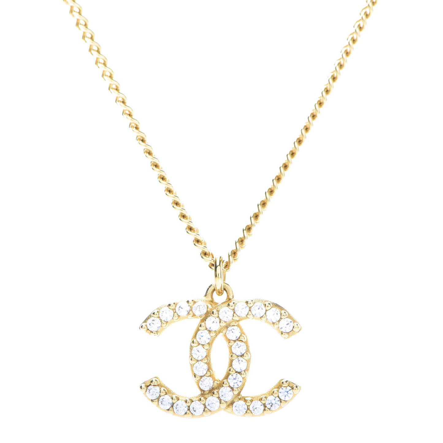 Crystal CC Pendant Necklace Gold