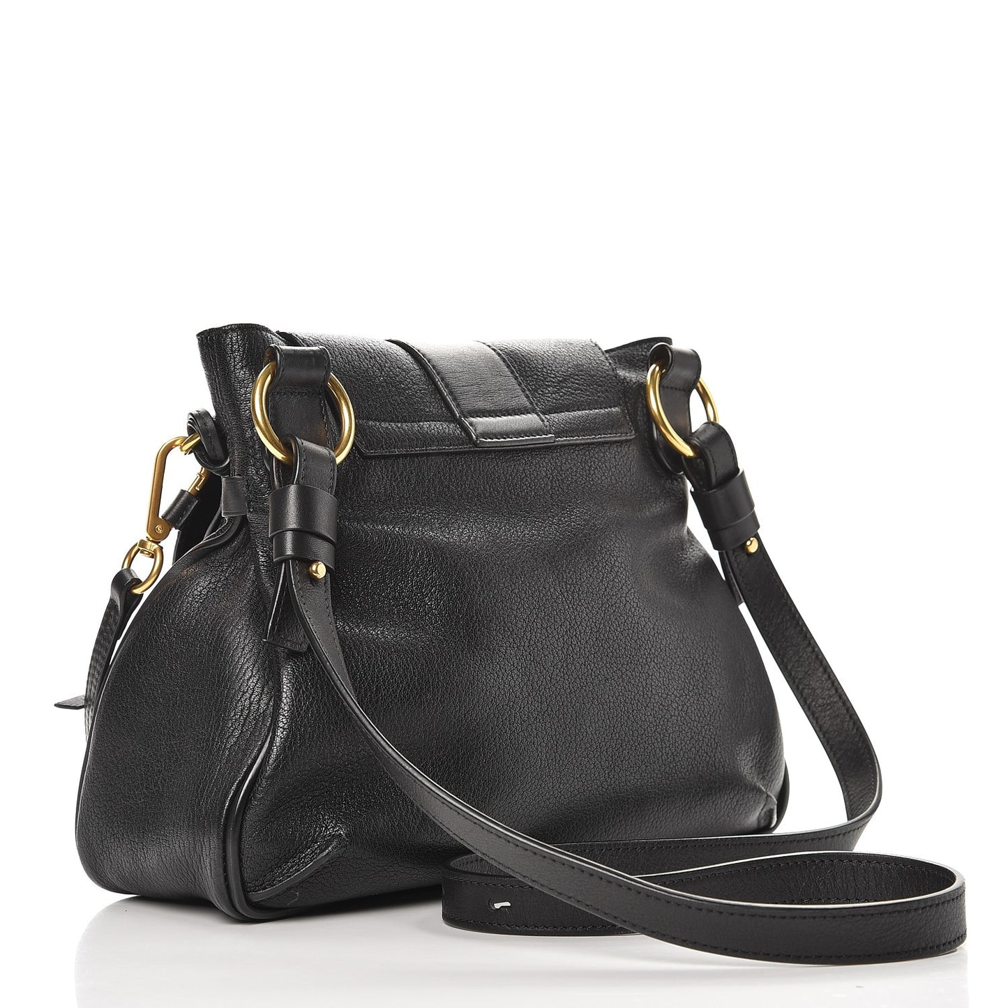 Grained Lambskin Calfskin Medium Lexa Shoulder Bag Black