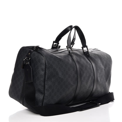 Gucci GG Supreme Monogram Medium Carry-On Duffle Bag Black Grey 3 of 7