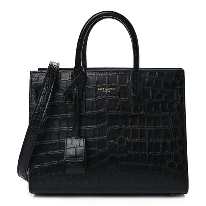 Saint Laurent Calfskin Crocodile Embossed Nano Sac De Jour Black 1 of 9
