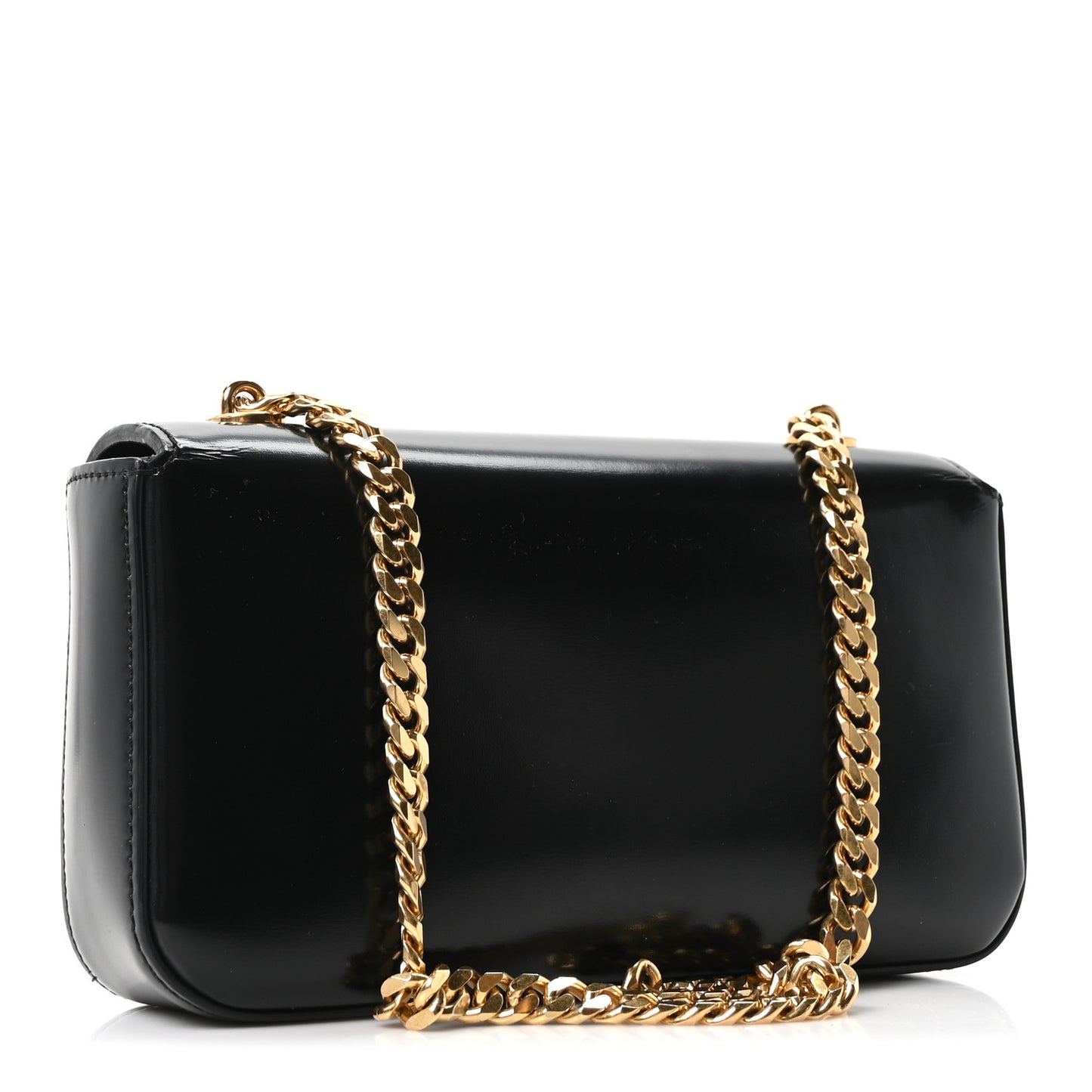 Shiny Calfskin Triomphe Shoulder Bag Black
