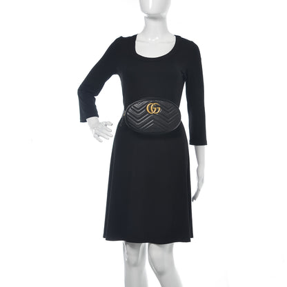 Gucci Calfskin Matelasse GG Marmont Belt Bag 85 34 Black 2 of 11