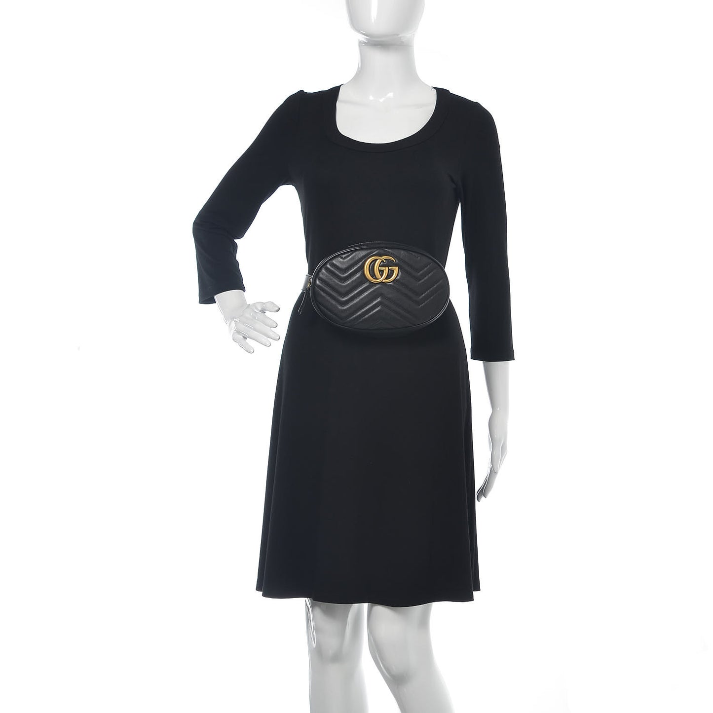 Calfskin Matelasse GG Marmont Belt Bag 85 34 Black