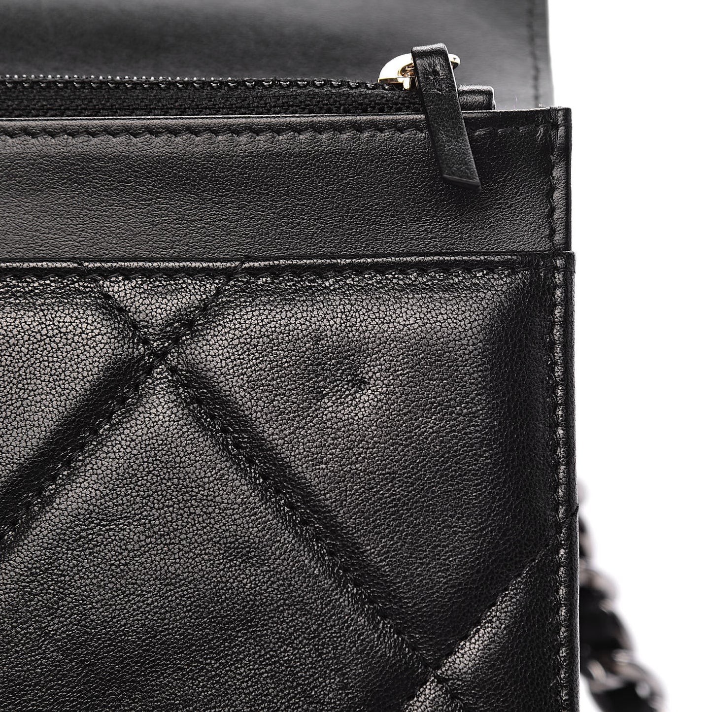 Goatskin Quilted 19 Wallet On Chain WOC Black