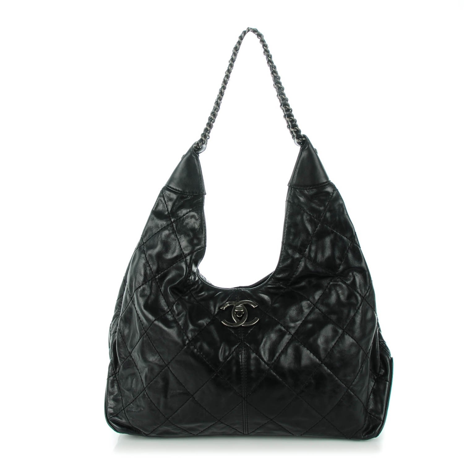 Chanel Aged Calfskin Quilted Coco Supple Hobo Black 1 of 6