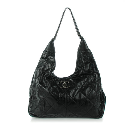 Chanel Aged Calfskin Quilted Coco Supple Hobo Black 1 of 6