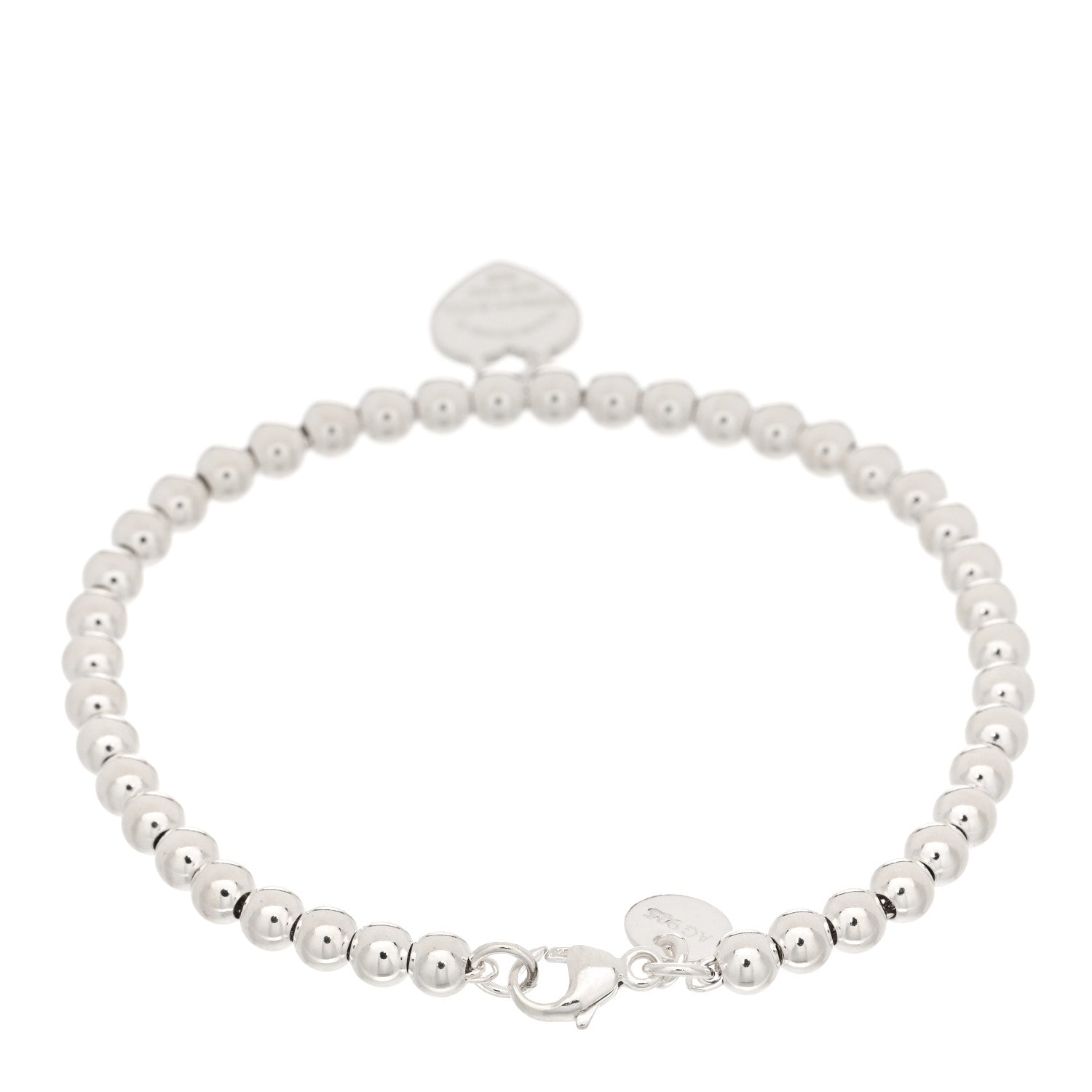 Tiffany Sterling Silver 4mm Return To Tiffany Heart Tag Bead Bracelet 2 of 3