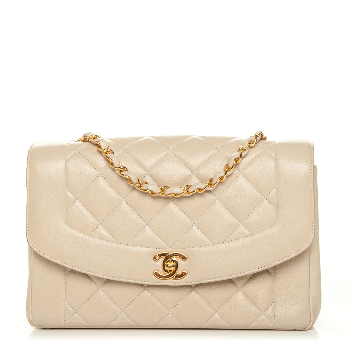 Chanel Lambskin Quilted Medium Single Flap Beige 1 of 8