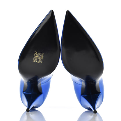 Saint Laurent Metallic Calfskin Kiki 100 Pumps 39.5 Blue 5 of 12