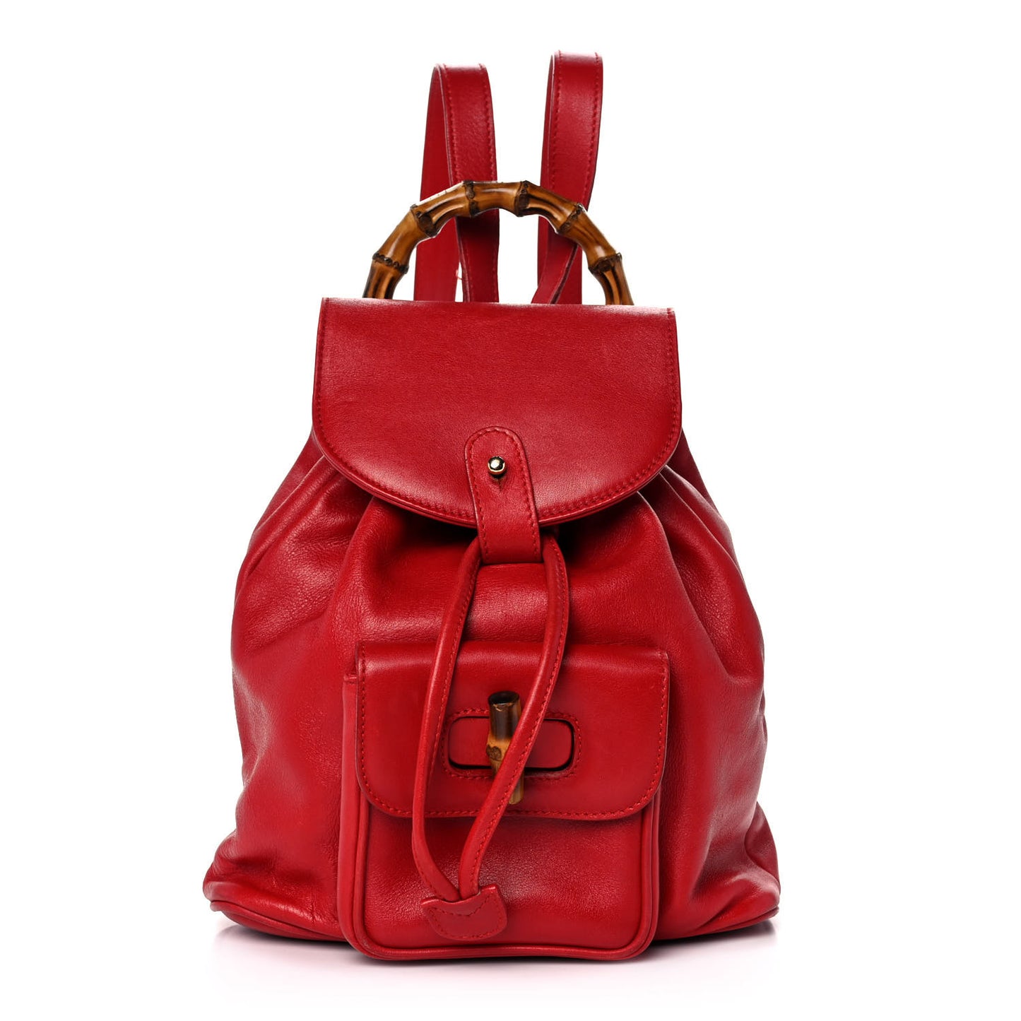 Calfskin Bamboo Mini Backpack Red