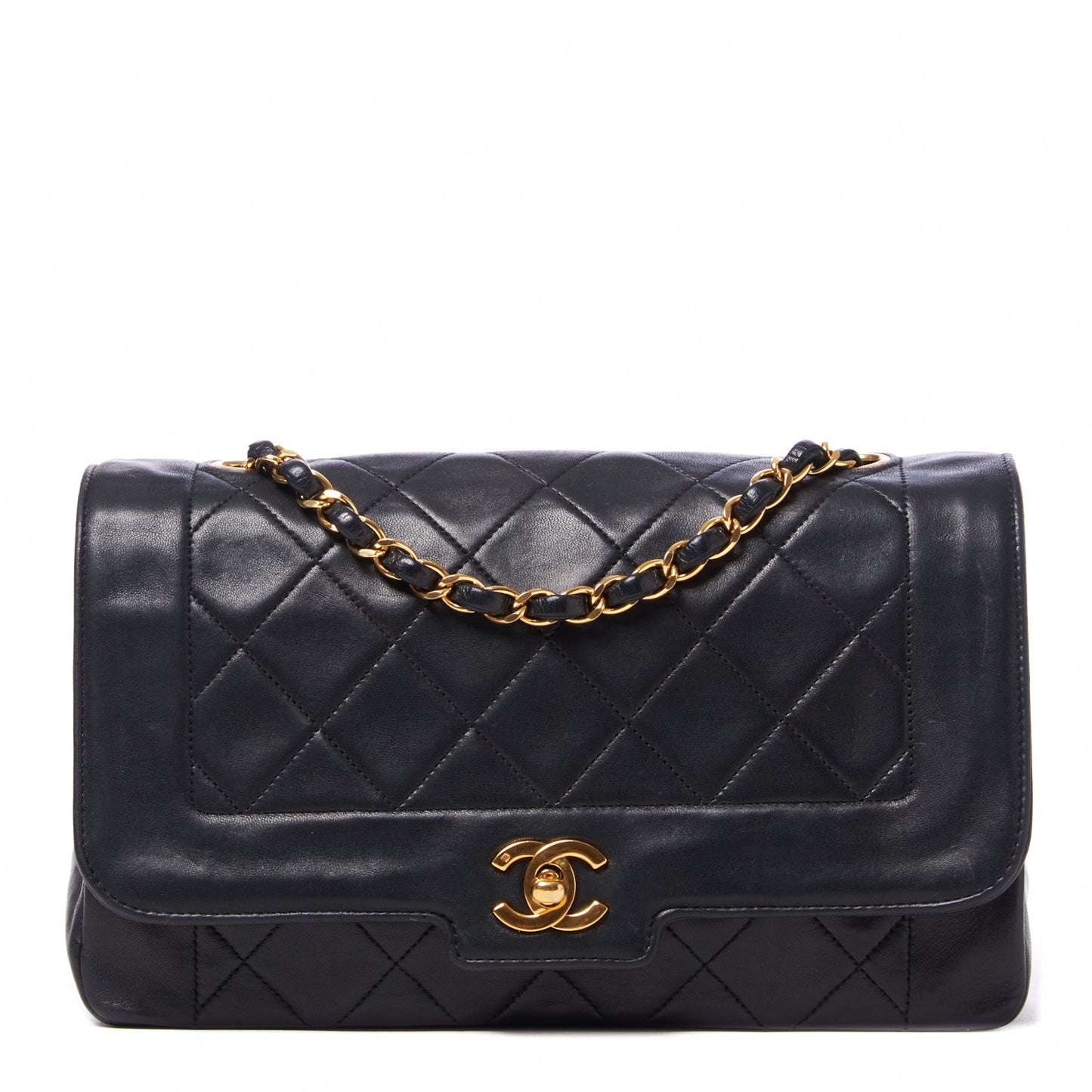 Lambskin Quilted Medium Single Flap Black