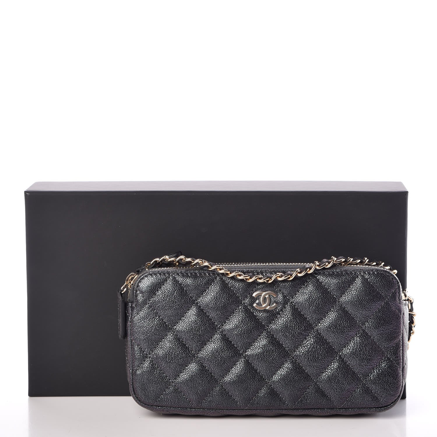Chanel Iridescent Caviar Quilted Clutch With Chain Black 12 of 12