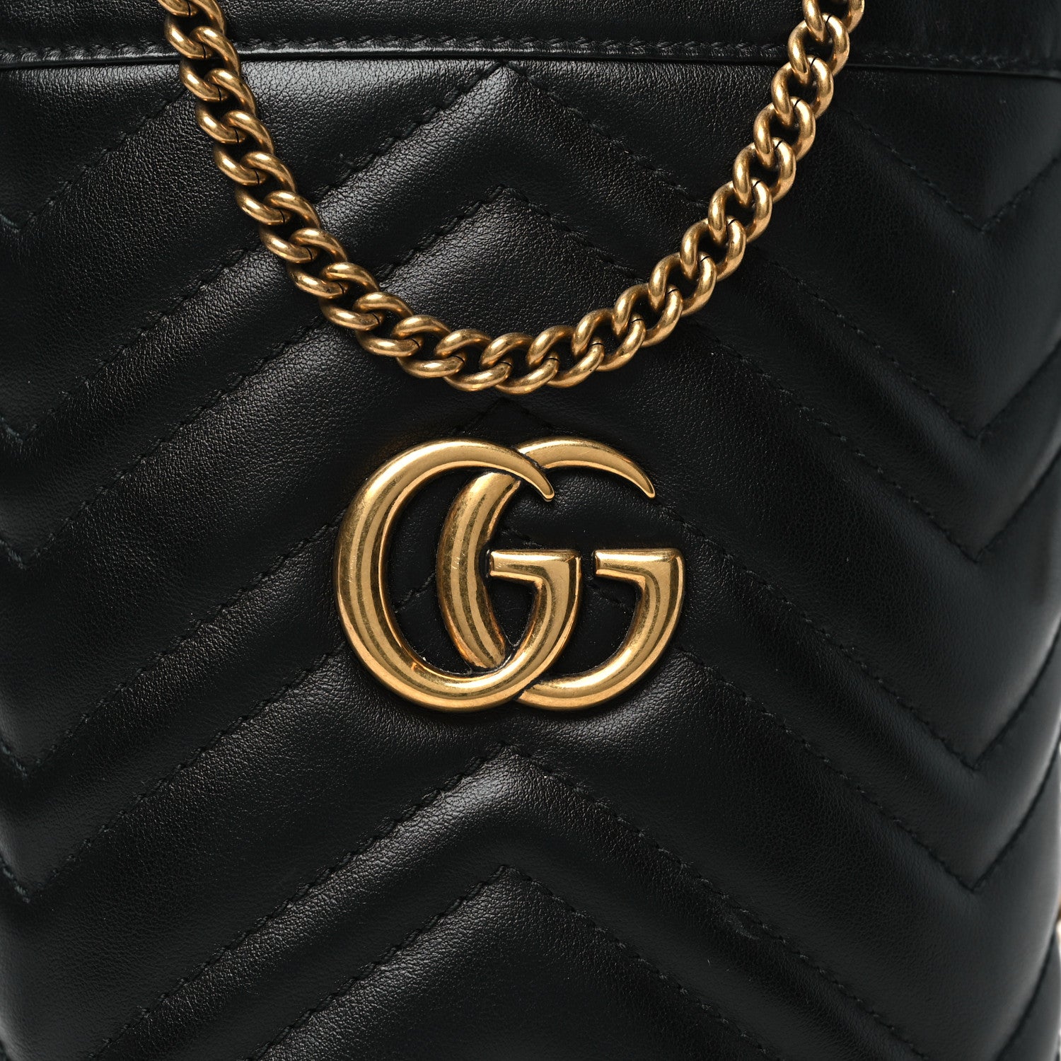 Gucci Calfskin Matelasse Mini GG Marmont 2.0 Bucket Bag Black 8 of 11