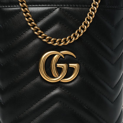 Gucci Calfskin Matelasse Mini GG Marmont 2.0 Bucket Bag Black 8 of 11