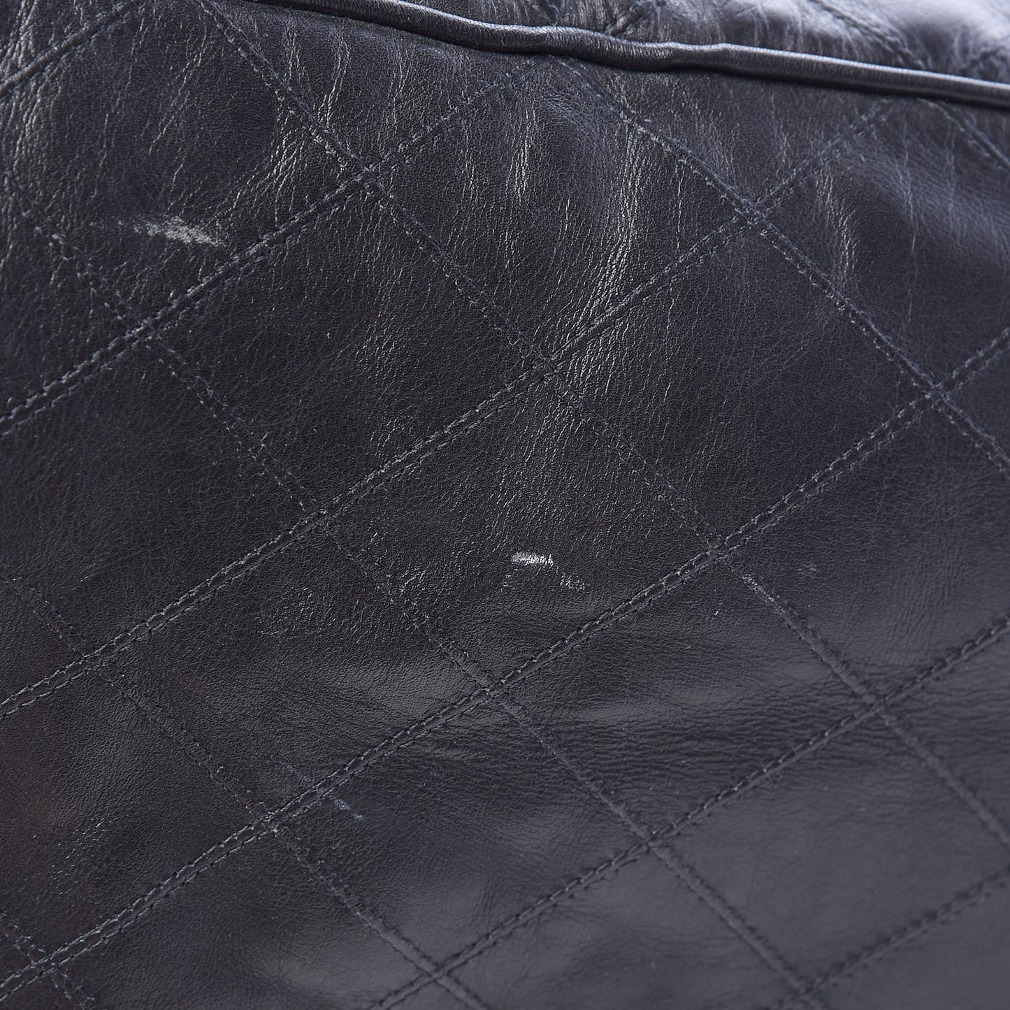 Calfskin Diamond Stitched Duffle Bag Black