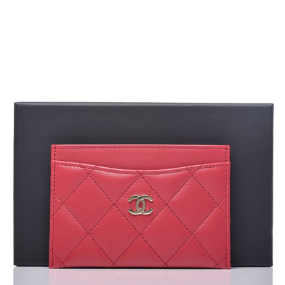 Chanel Lambskin Quilted Card Holder Dark Pink 9 of 9