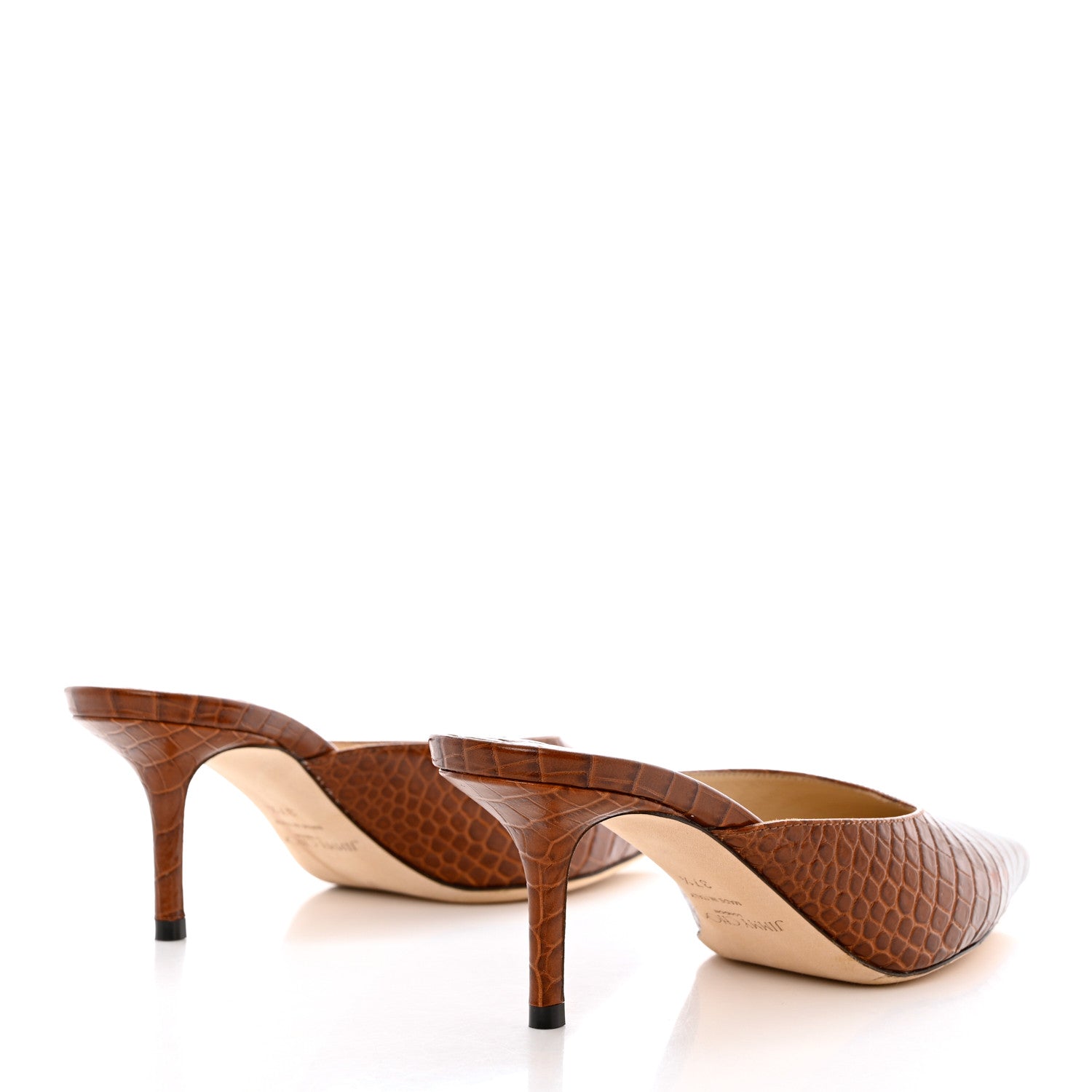 Jimmy Choo Calfskin Crocodile Embossed Rav 65 Mule Pumps 37.5 Cuoio 4 of 8
