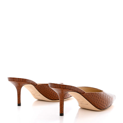 Jimmy Choo Calfskin Crocodile Embossed Rav 65 Mule Pumps 37.5 Cuoio 4 of 8