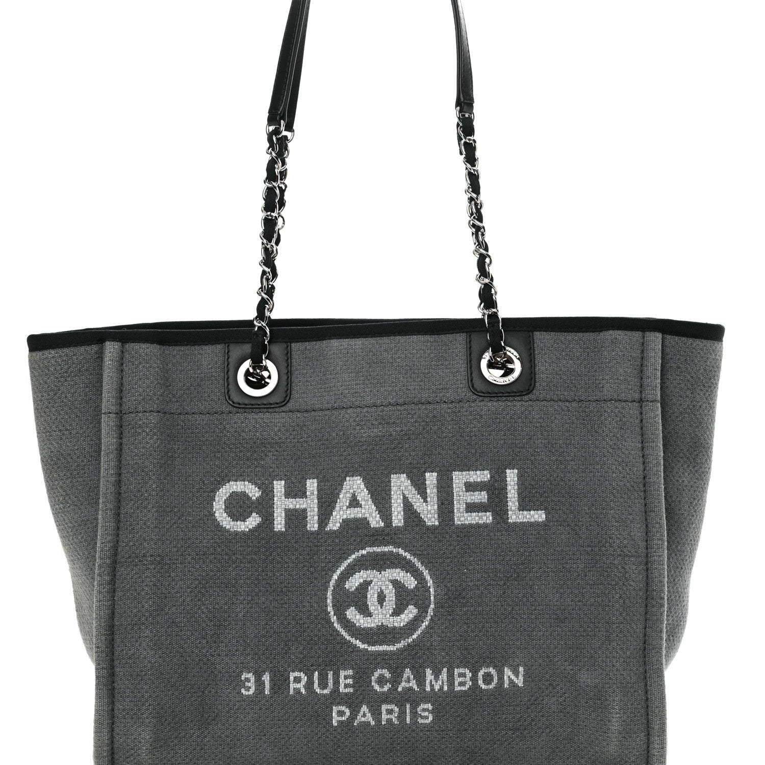 Chanel Canvas Small Deauville Tote Grey 9 of 11