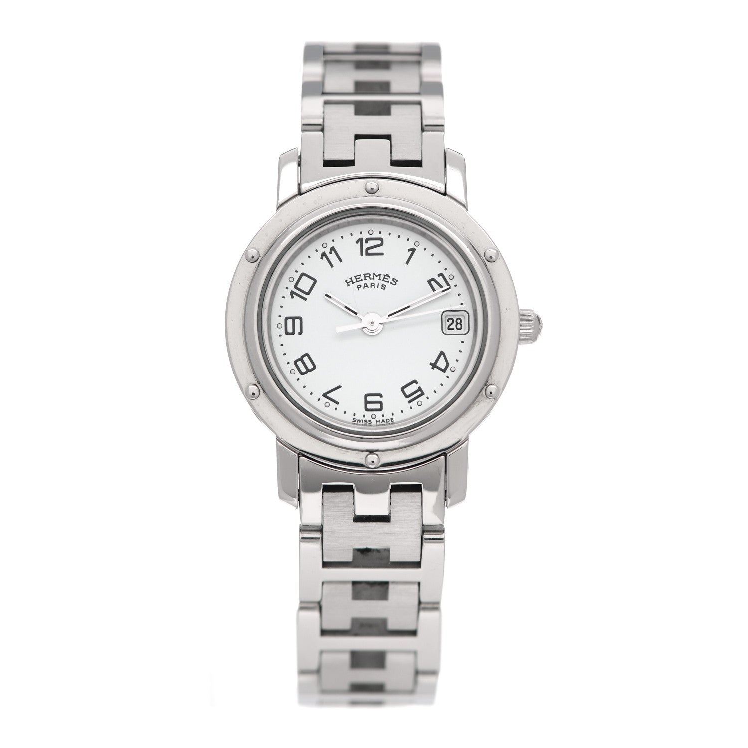 Hermes Stainless Steel 24mm Clipper Quartz Watch White 2 of 8