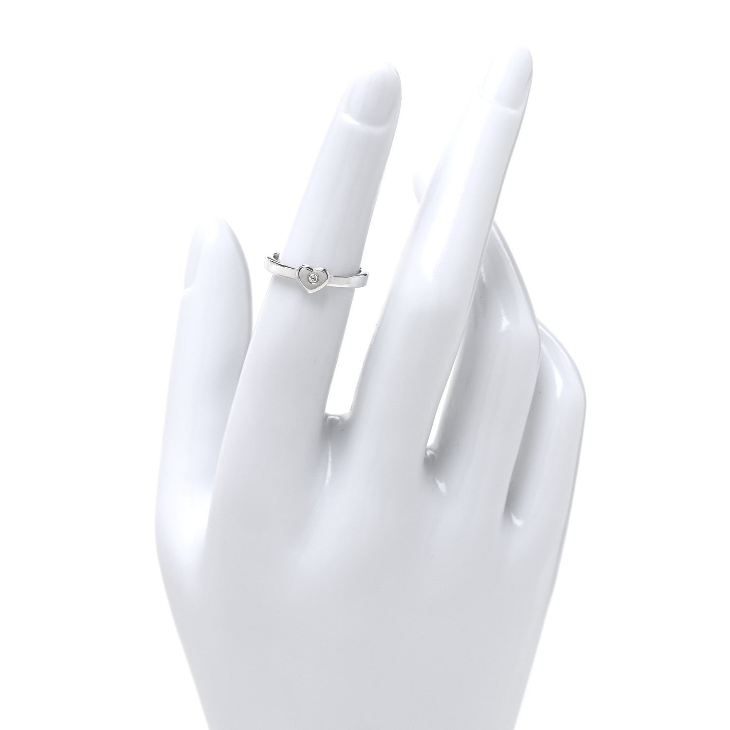 Tiffany Sterling Silver Diamond Heart Ring 49 4.75 2 of 5