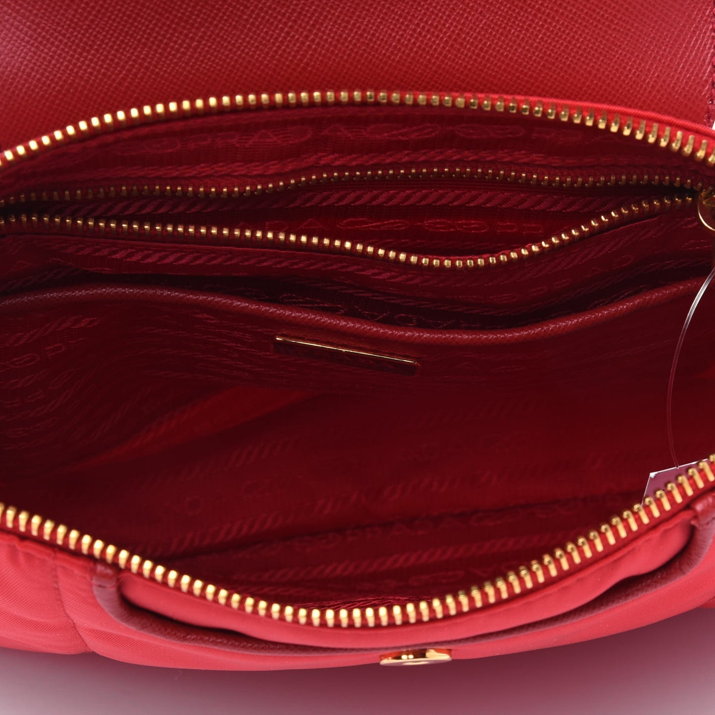 Nylon Vela Saffiano Flat Flap Messenger Bag Red