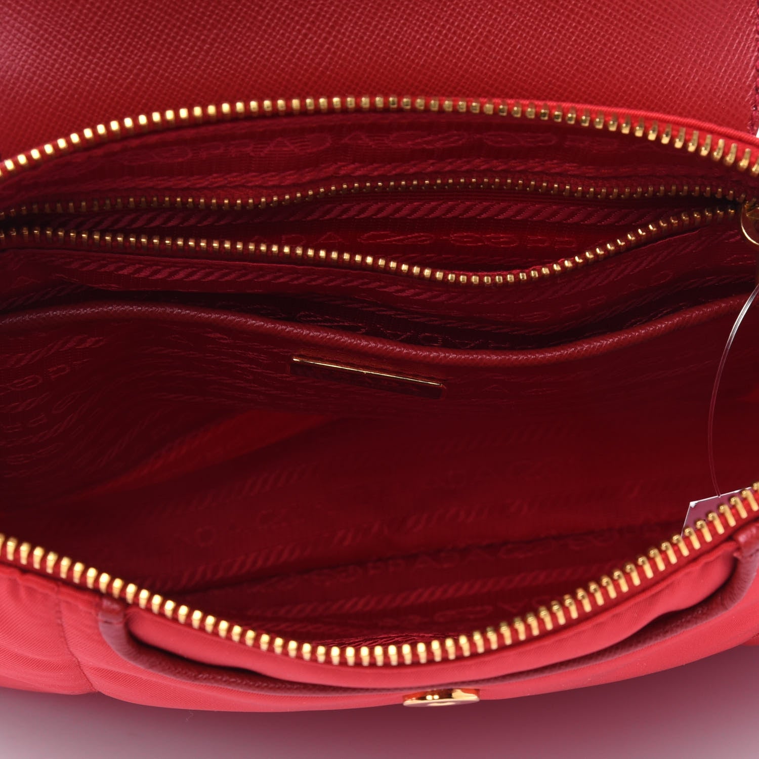 Prada Nylon Vela Saffiano Flat Flap Messenger Bag Red 4 of 5