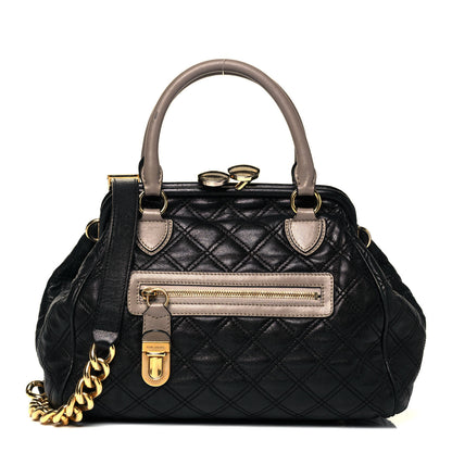 Marc Jacobs Lambskin Quilted Mini Colorblock Manhattan Stam Black Concrete 1 of 9