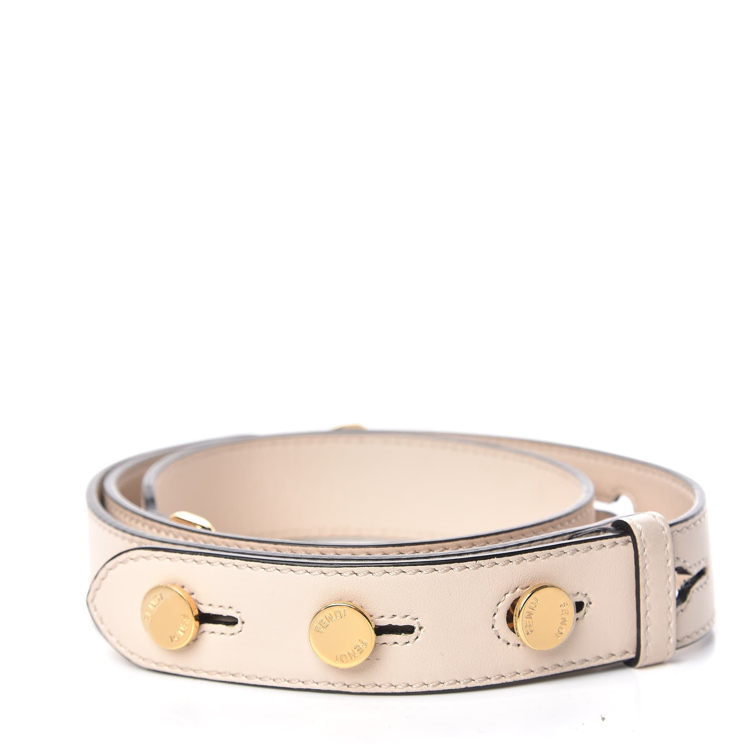 Fendi Calfskin Flat Studded Adjustable Strap You Camelia 2 of 4
