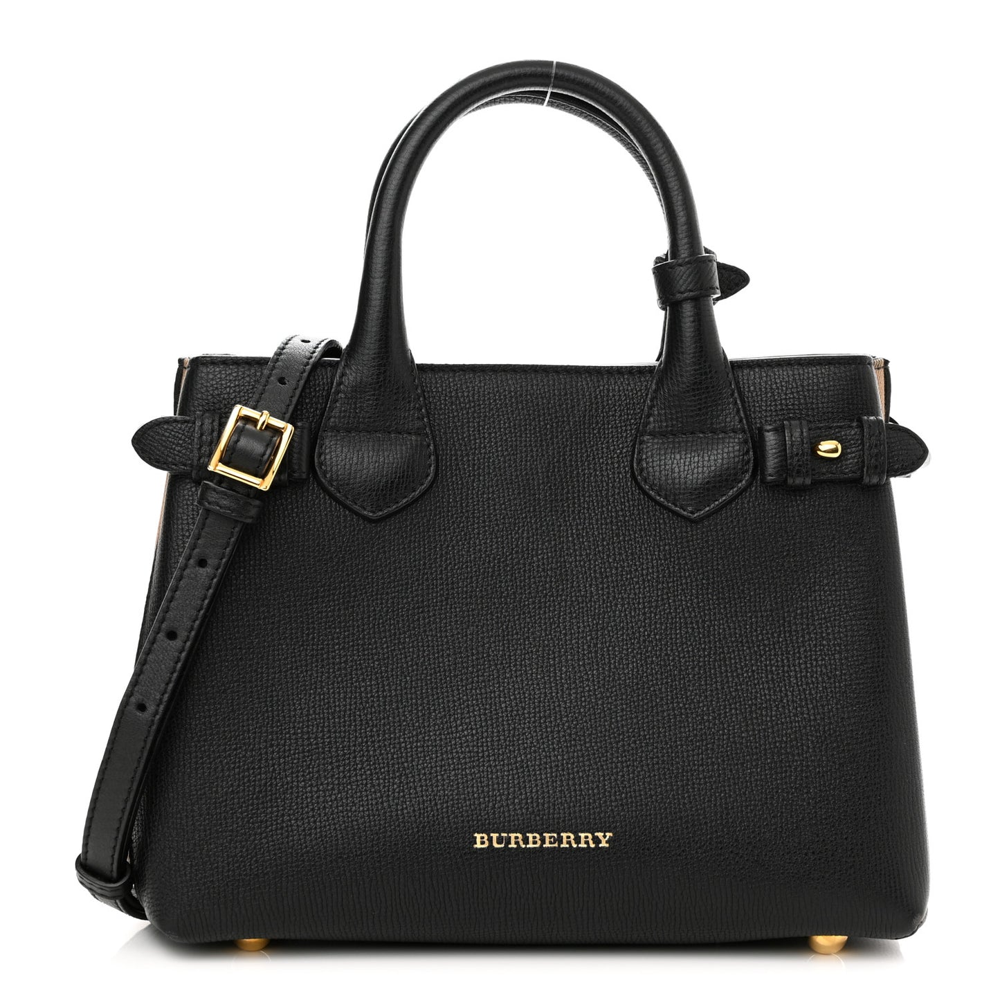 Derby Calfskin House Check Small Banner Tote Black