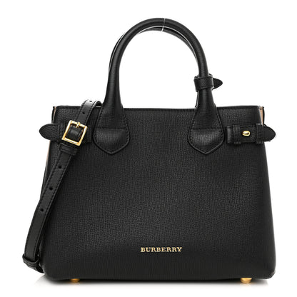 Burberry Derby Calfskin House Check Small Banner Tote Black 1 of 16
