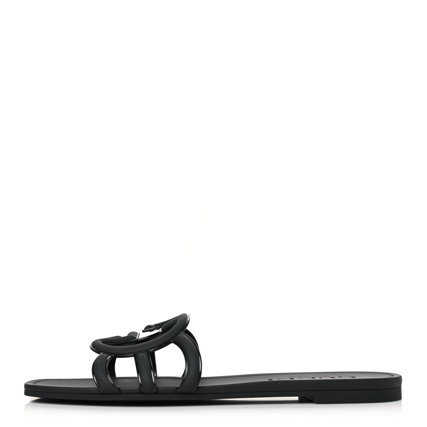 Rubber Womens Interlocking G Slide Sandals Black
