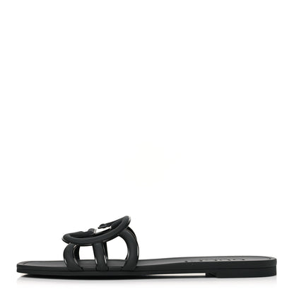 Gucci Rubber Womens Interlocking G Slide Sandals Black 1 of 8