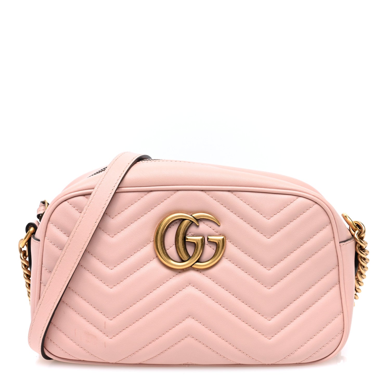 Gucci Calfskin Matelasse Small GG Marmont Chain Shoulder Bag Perfect Pink 1 of 10