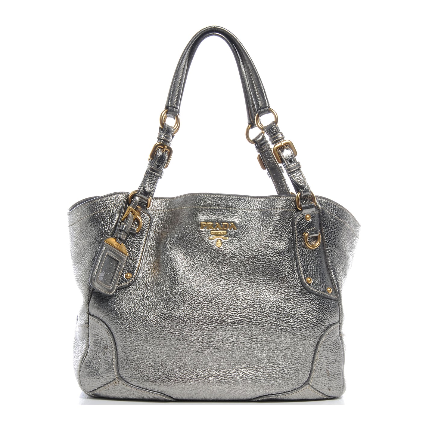 Vitello Daino Shoulder Bag Acciaio