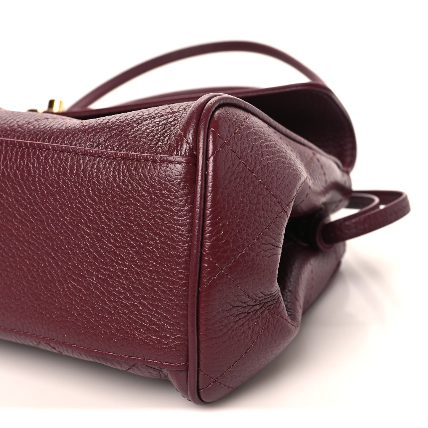 Grained Calfskin Stitched Urban Essentials Small Shopping Bag Burgundy