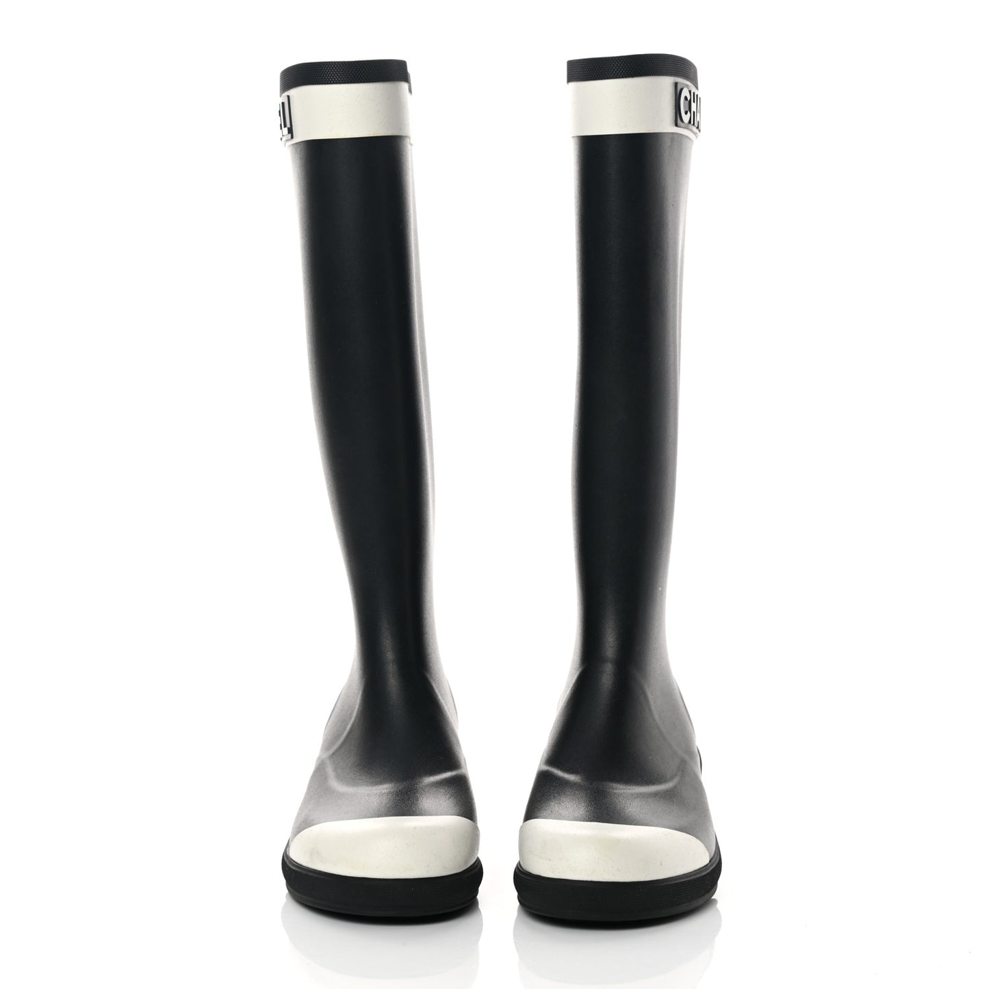 Rubber Logo Rain Boots 40 Black White