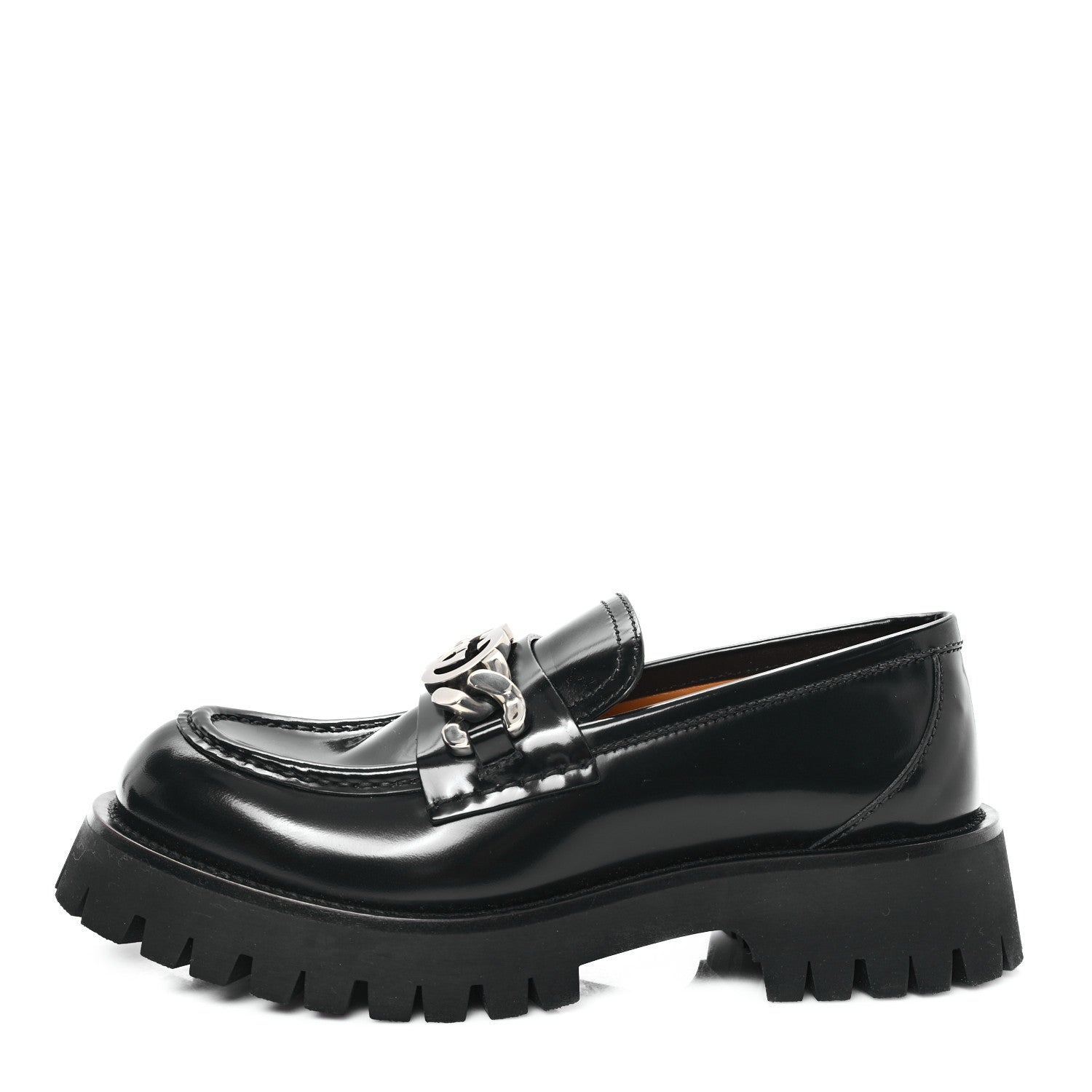 Gucci Cordovan Lux Womens Jeanne Platform Lug Sole 30/45mm Loafers 38.5 Black 1 of 10