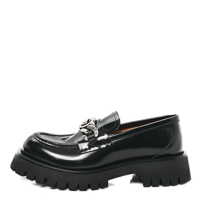 Gucci Cordovan Lux Womens Jeanne Platform Lug Sole 30/45mm Loafers 38.5 Black 1 of 10