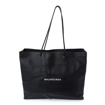 Balenciaga Calfskin Logo Shopping L Tote Black White 1 of 9
