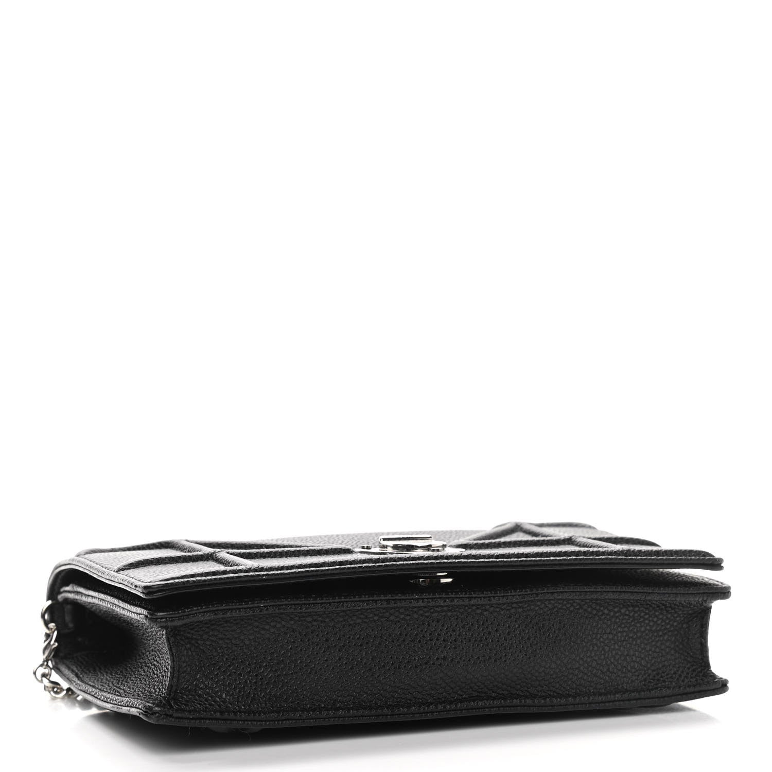 Christian Dior Grained Calfskin Diorama Wallet on Chain Pouch Black 3 of 13