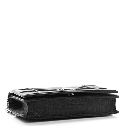 Christian Dior Grained Calfskin Diorama Wallet on Chain Pouch Black 3 of 13