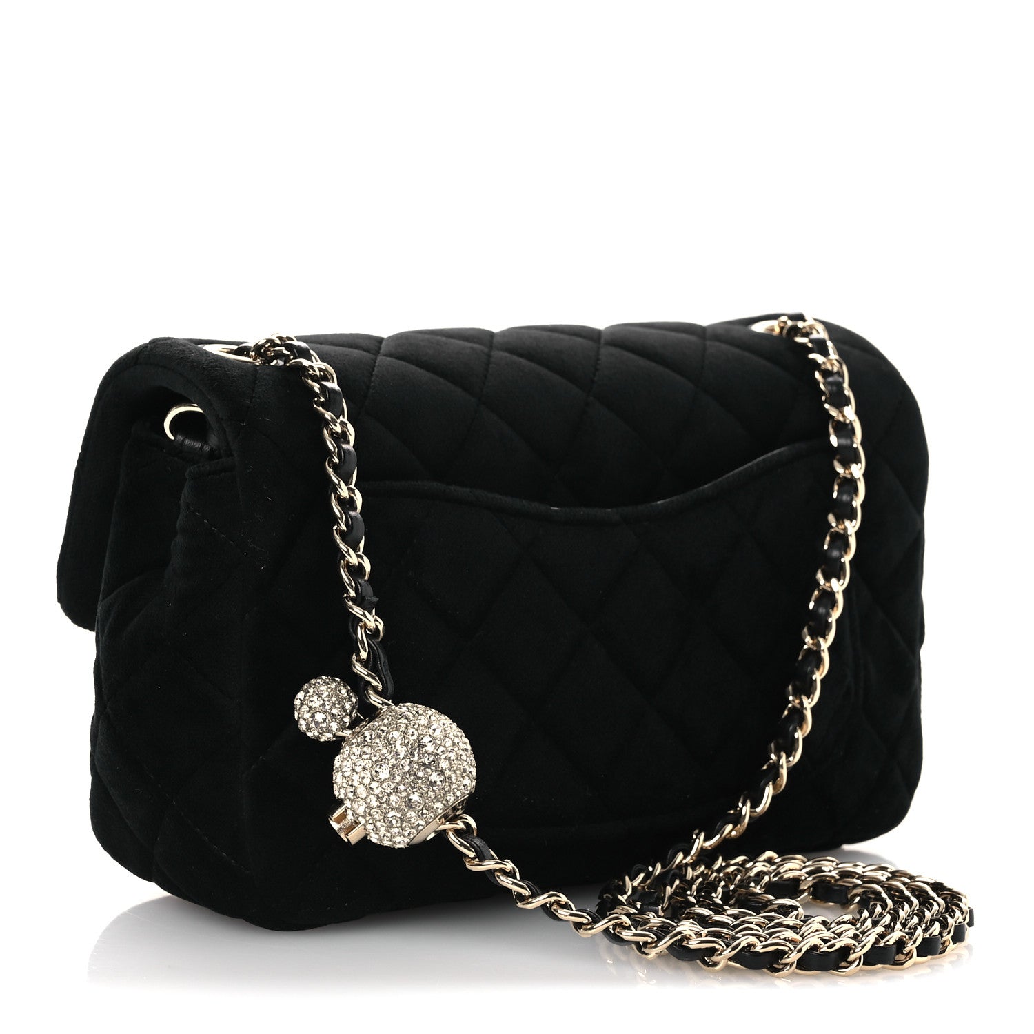 Chanel Velvet Quilted Mini Rectangular Pearl Crush Flap Black 3 of 13