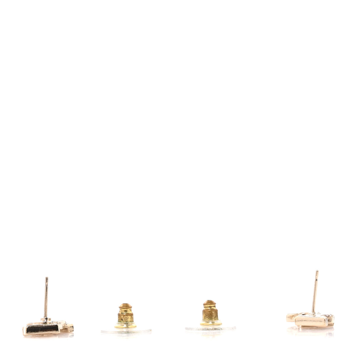Crystal Cha-Nel Logo Earrings Gold