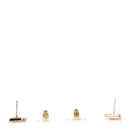 Chanel Crystal Cha-Nel Logo Earrings Gold 3 of 5