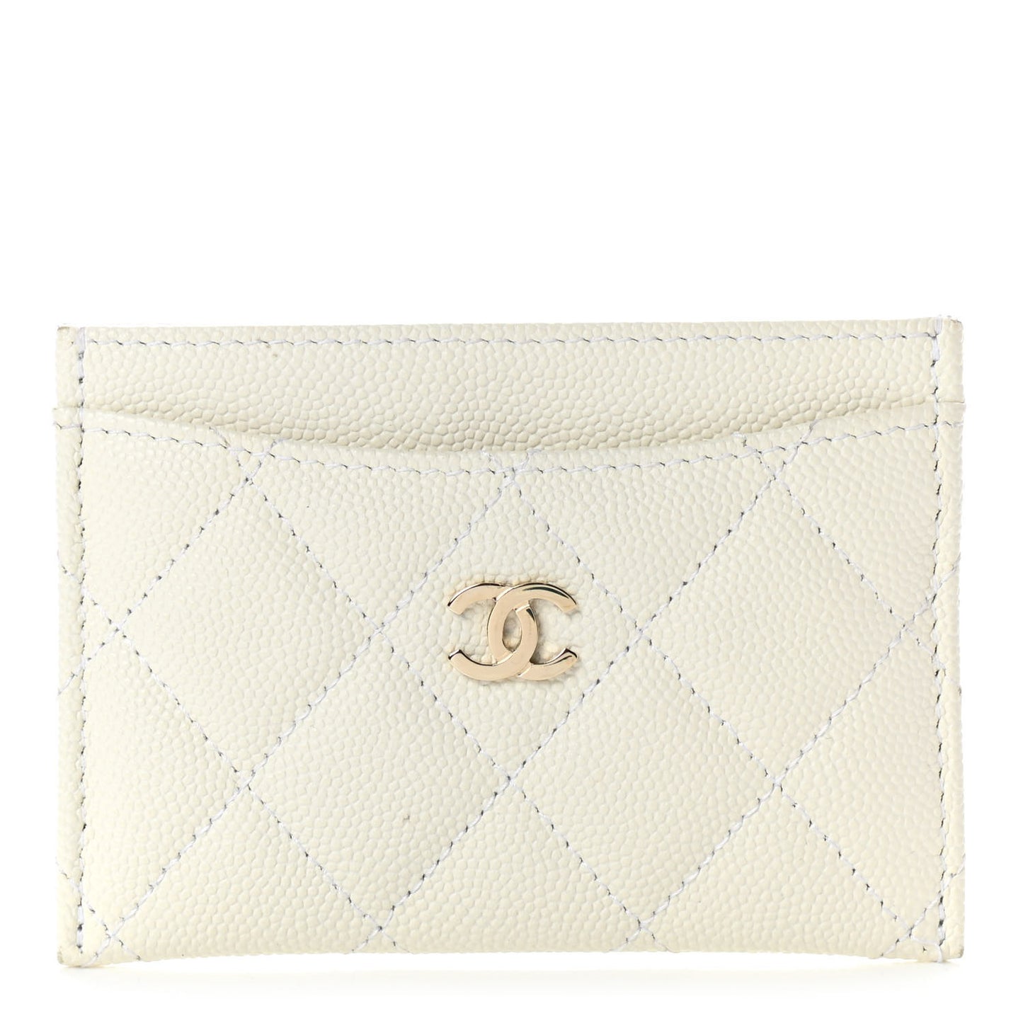 Caviar Quilted Card Holder White