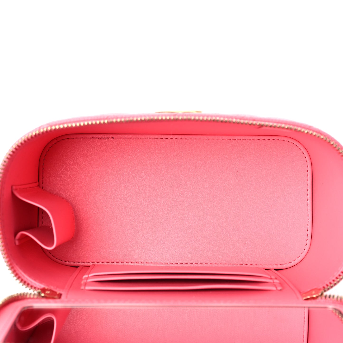 Shiny Caviar Quilted Pick Me Up Vanity Case Pink