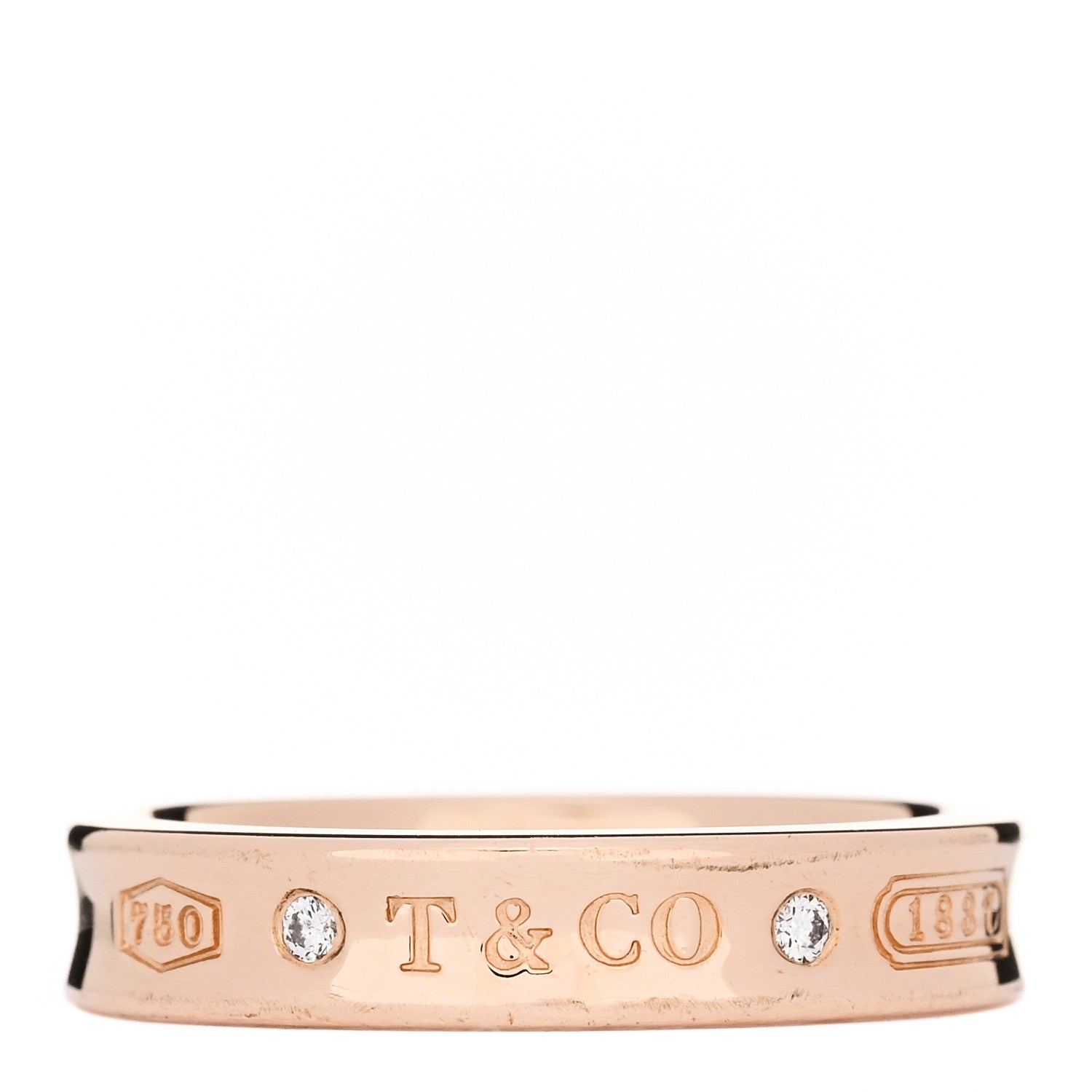 Tiffany 18K Rose Gold Diamond Narrow 1837 Ring 52 6 1 of 5