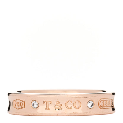 Tiffany 18K Rose Gold Diamond Narrow 1837 Ring 52 6 1 of 5
